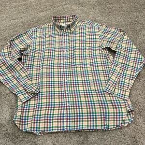 Alan Paine England Long Sleeve Classic Fit Shirt Linen Size Large Button Down